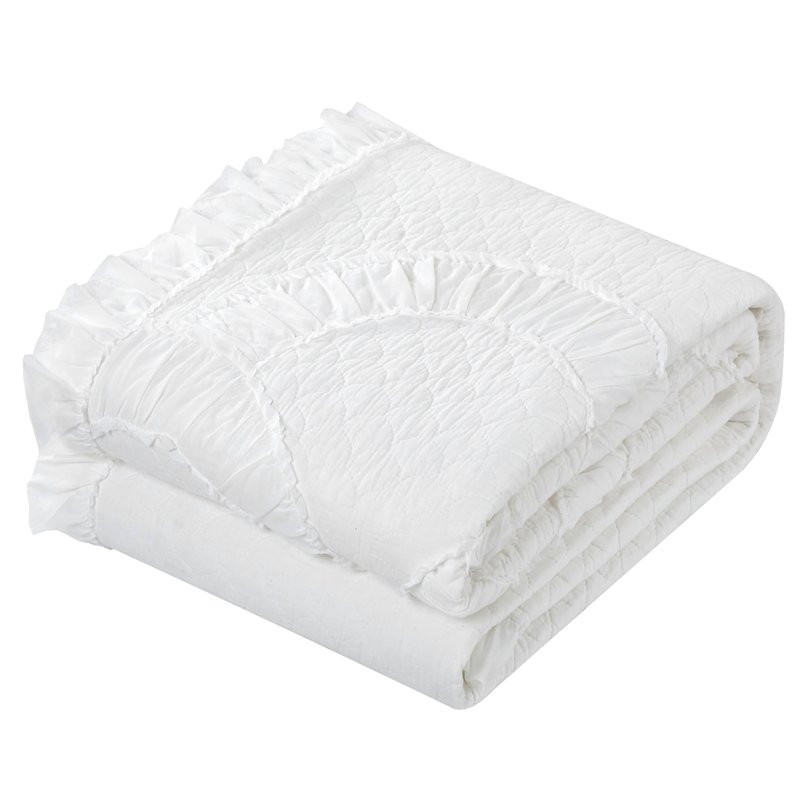Shop Chic Home Design Finna 1 Piece Pillow Sham 100% Cotton Fish Scale Pattern Ruched Ruffled With Flange In White