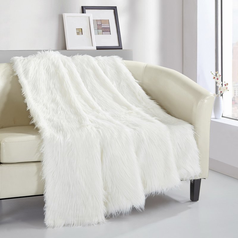 Chic Home Design Penina Shaggy Throw Blanket New Faux Fur Collection Cozy Super Soft Ultra Plush Micromink Backing De In Brown