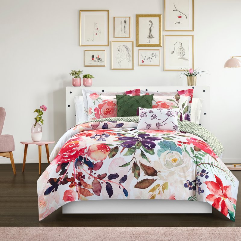 Shop Chic Home Design Philena 5 Piece Reversible Comforter Set In Purple