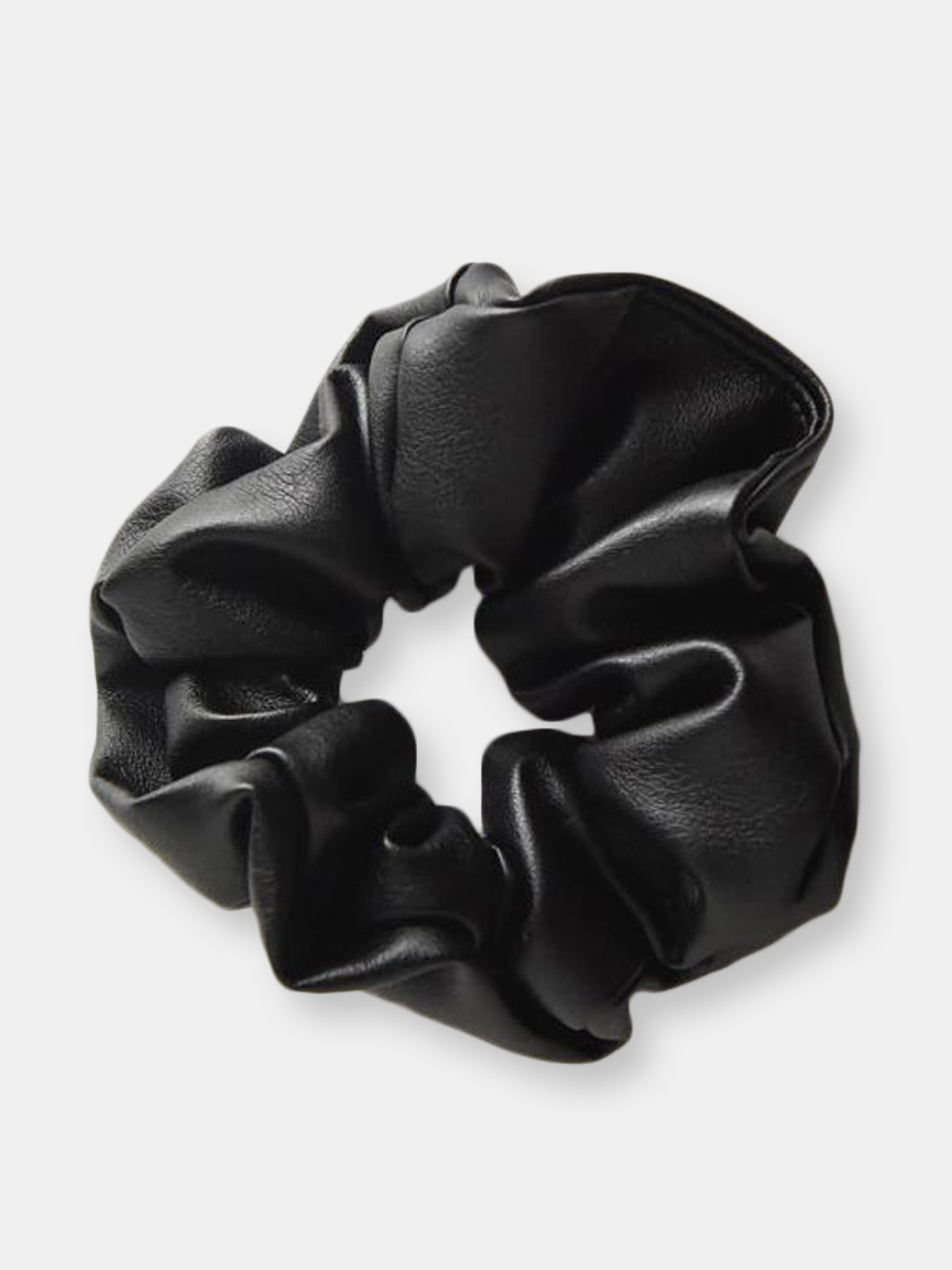Chimmi We Are  Faux Leather Scrunchie In Black
