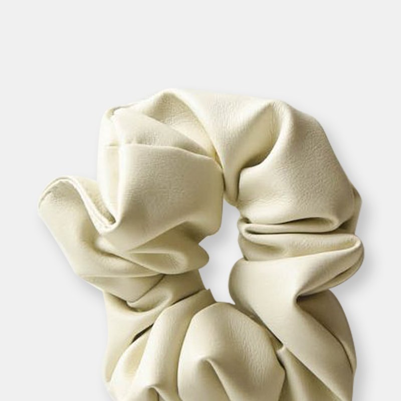We Are Chimmi Faux Leather Scrunchie In Cream