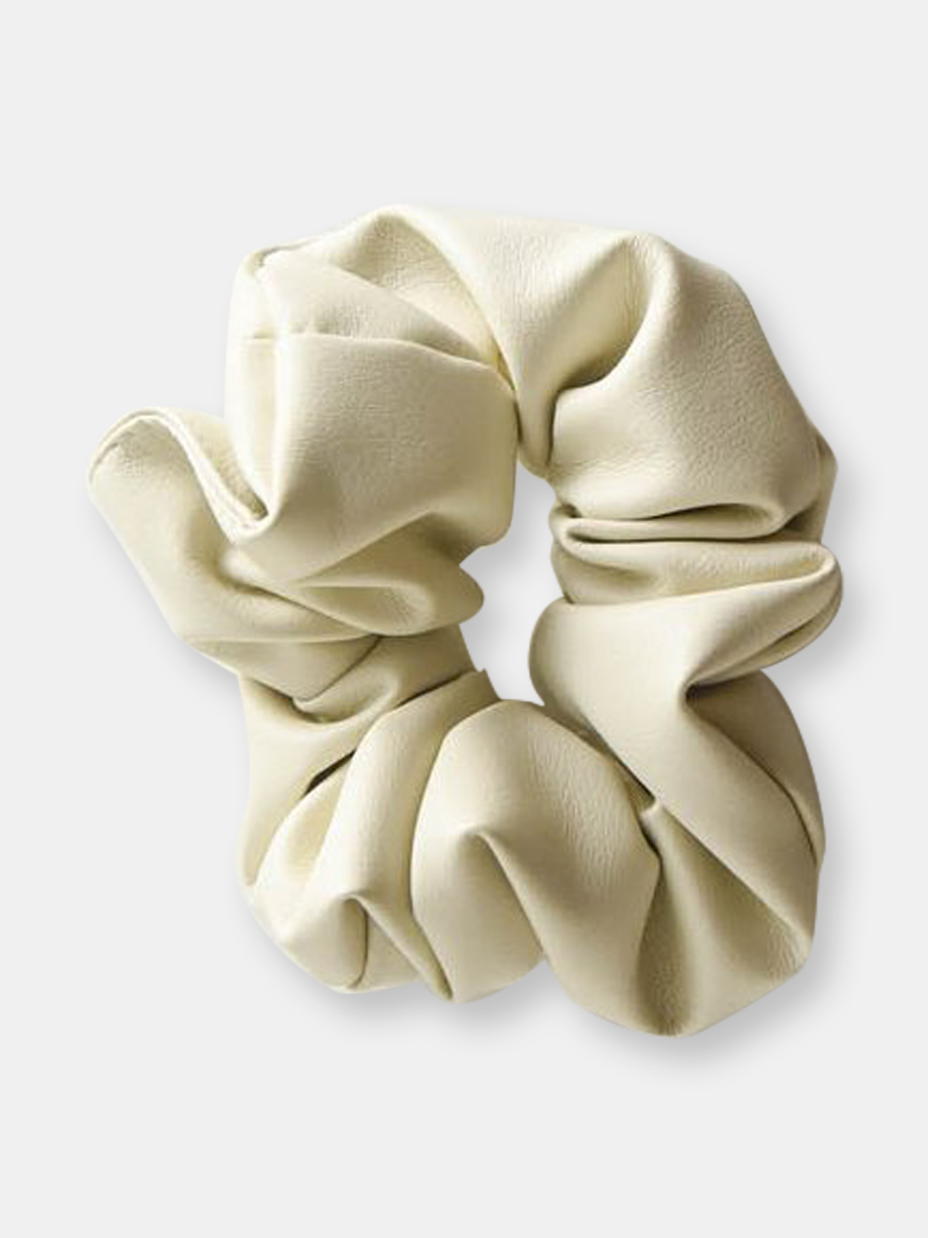 Chimmi We Are  Faux Leather Scrunchie In White