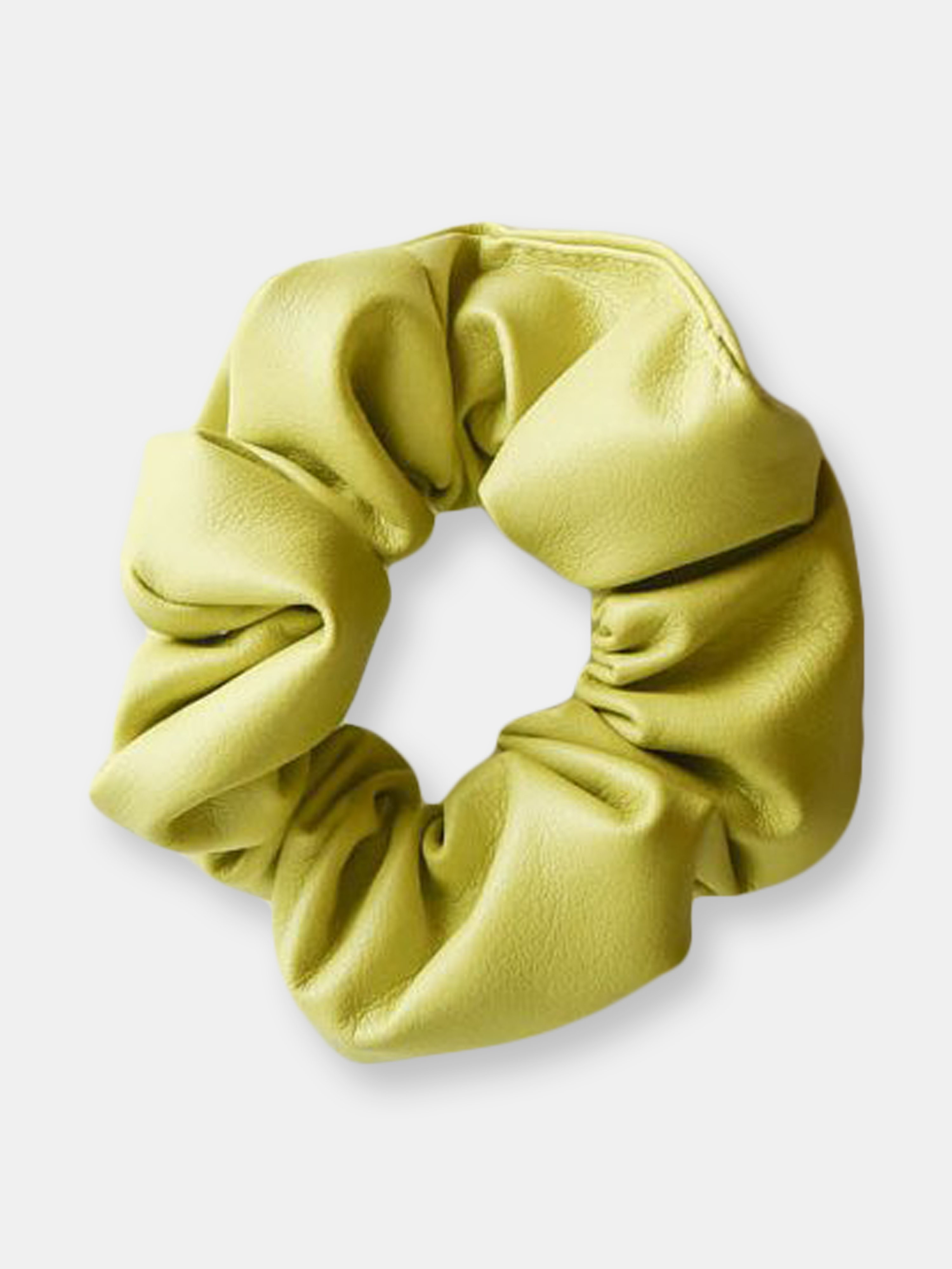 Chimmi We Are  Faux Leather Scrunchie In Yellow