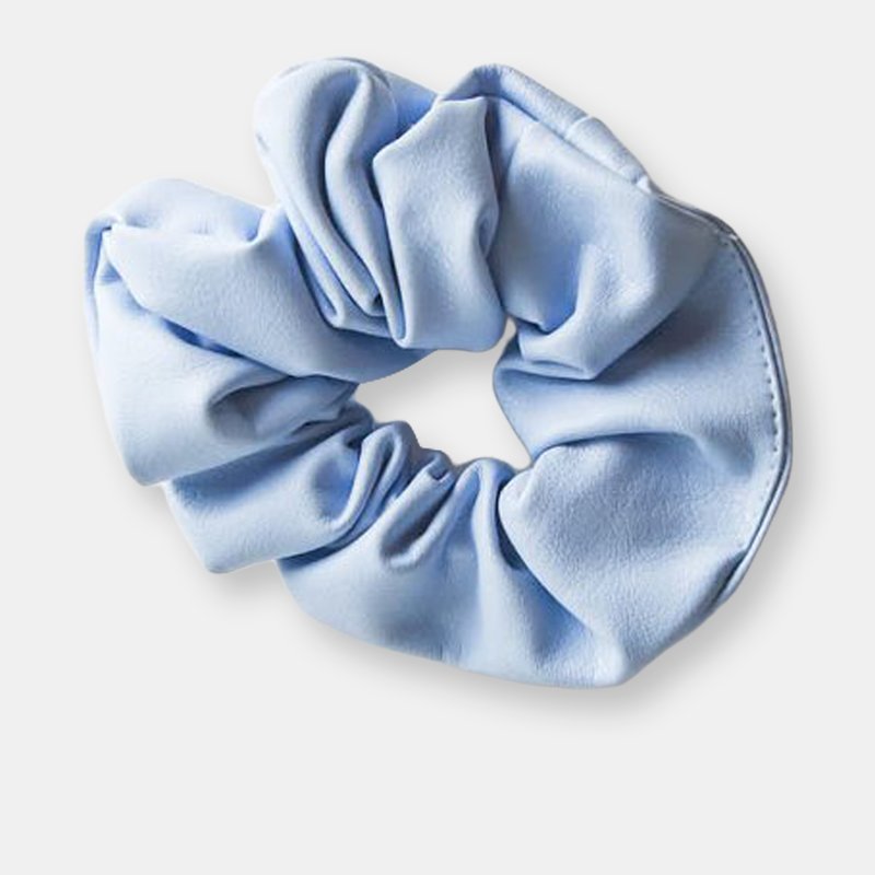 We Are Chimmi Faux Leather Scrunchie In Sky Blue