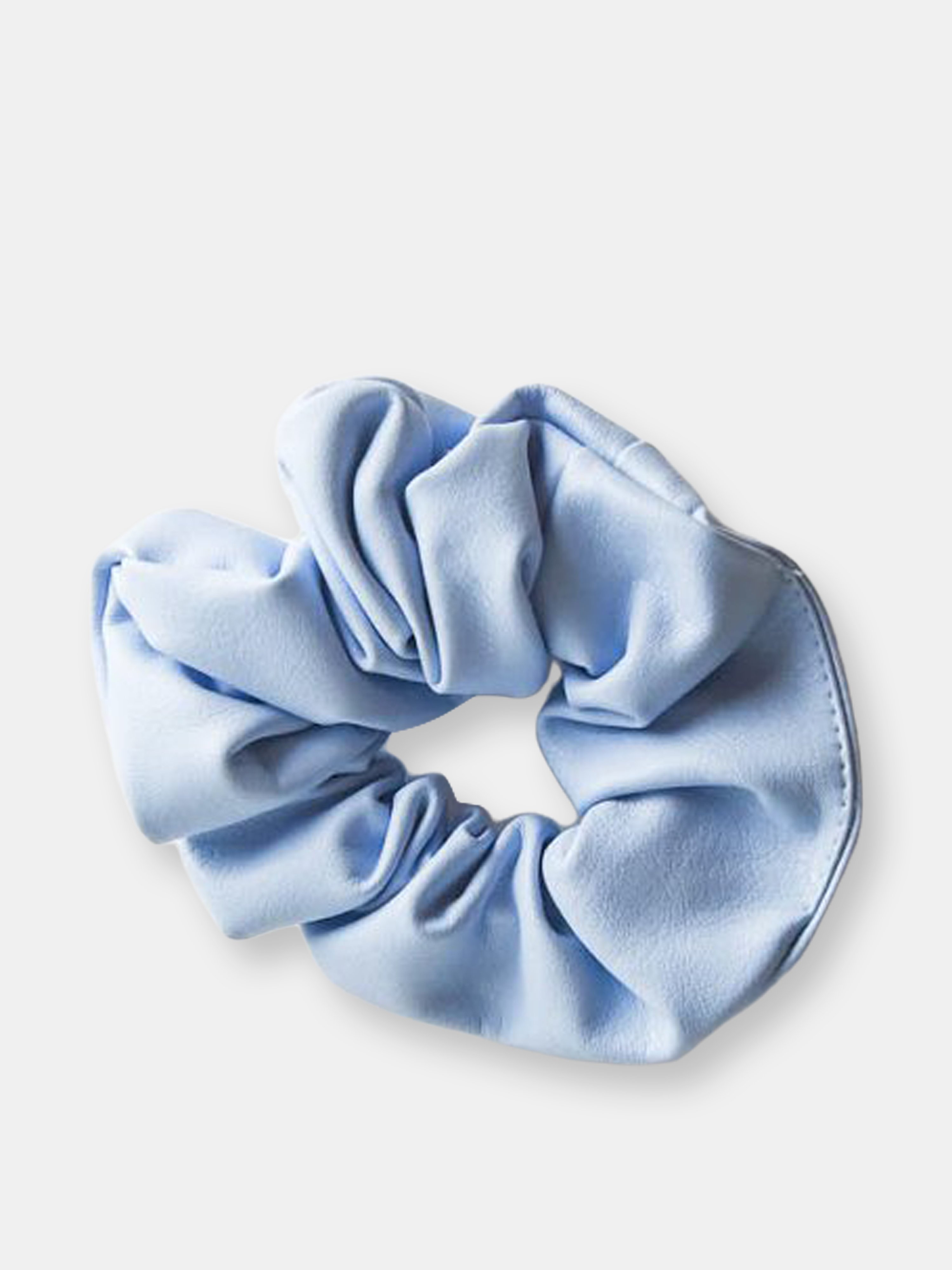 Chimmi We Are  Faux Leather Scrunchie In Blue