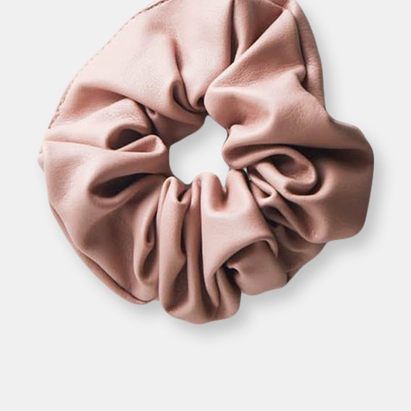 We Are Chimmi Faux Leather Scrunchie In Dusty Pink