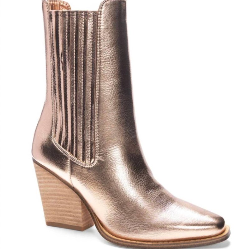 Shop Chinese Laundry Women's Cali Metallic Bootie In Copper In Brown