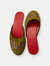 Embroidered Butterfly in Olive Velvet Mules Slippers