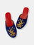 Embroidered Dragon in Royal Blue Velvet Mules Slippers - Royal Blue