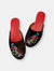 Embroidered Phoenix in Black Velvet Mules Slippers - Black
