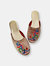 Embroidered Phoenix in Taupe Velvet Mules Slippers - Taupe