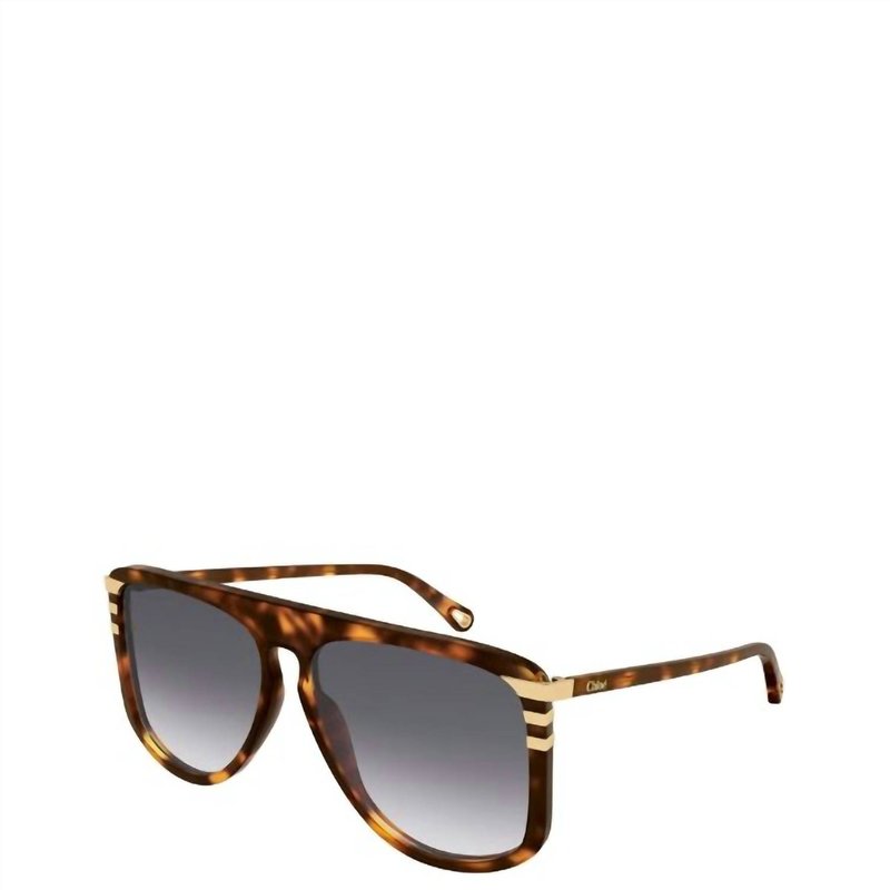 Chloé Flat Top Plastic Sunglasses With Grey Gradient Lens In Brown