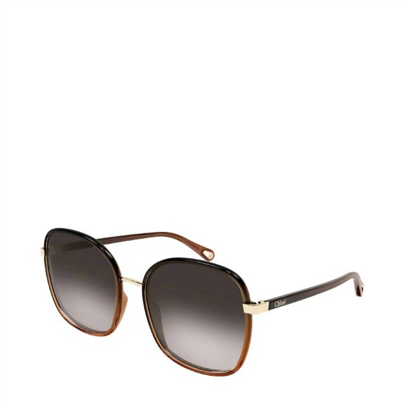 Chloé Square Sunglasses With Grey Gradient Lens In Black