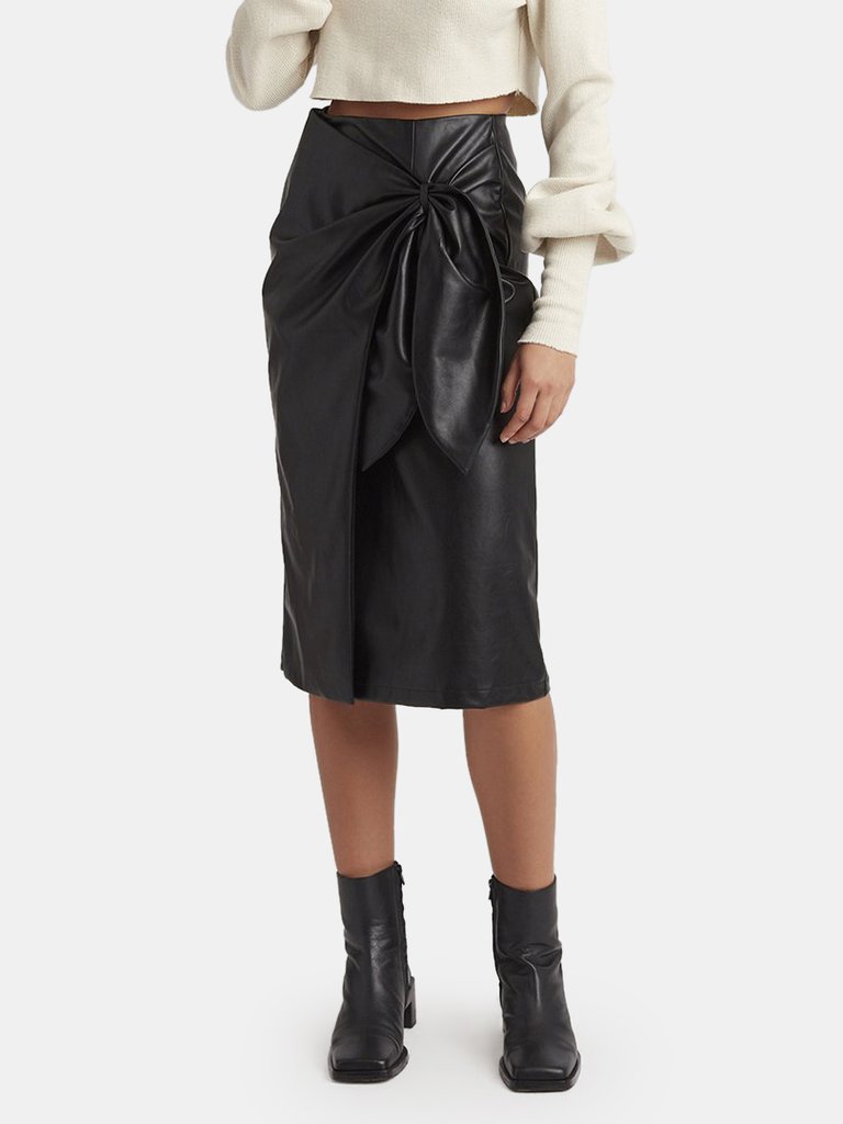 Choosy Aurora Vegan Leather Midi Skirt | Verishop