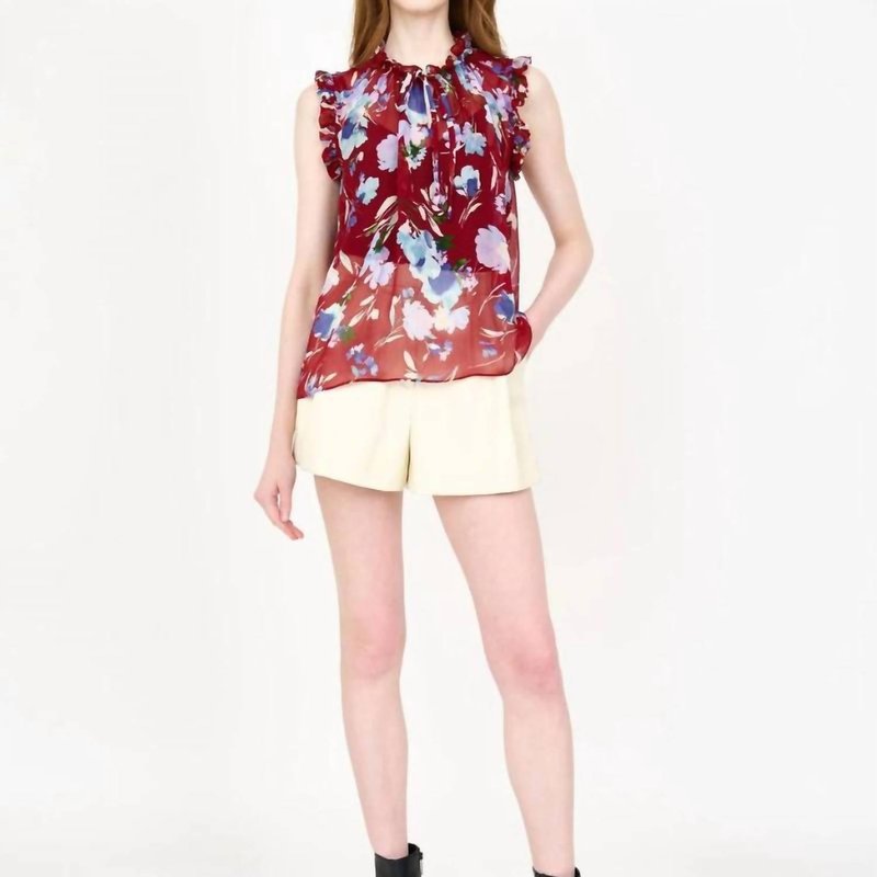 Shop Christy Lynn Nora Floral Ruffle Blouse In Red