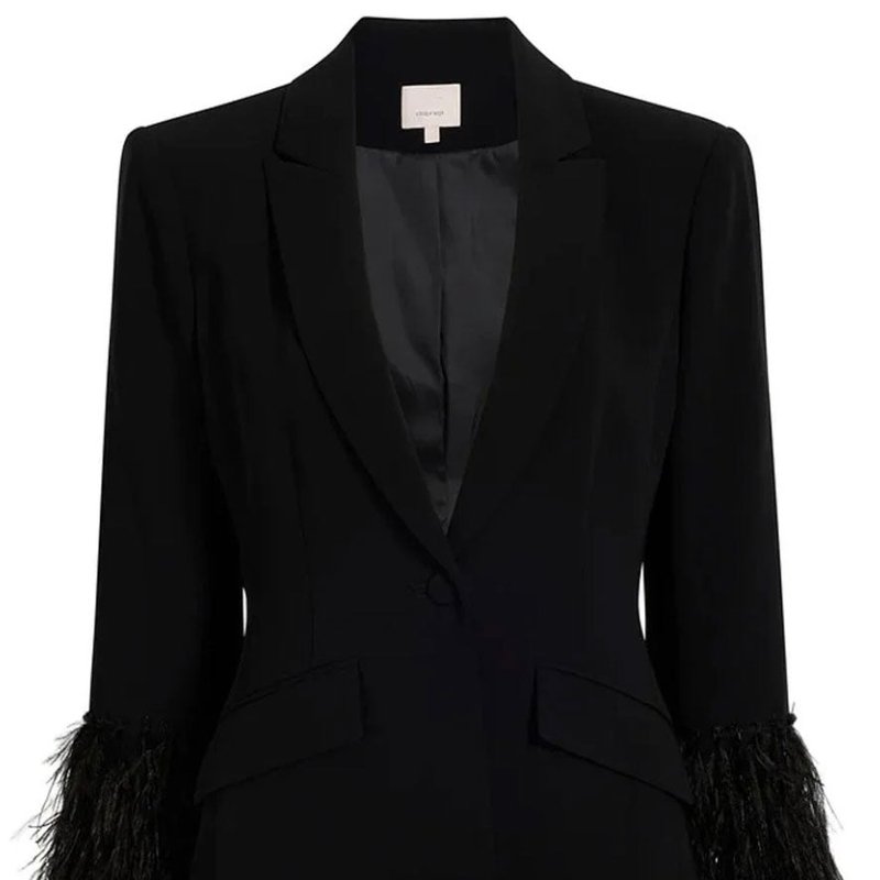 Shop Cinq À Sept Women Lilac Vine Cheyenne Sequin Feather Trim Blazer Jacket In Black