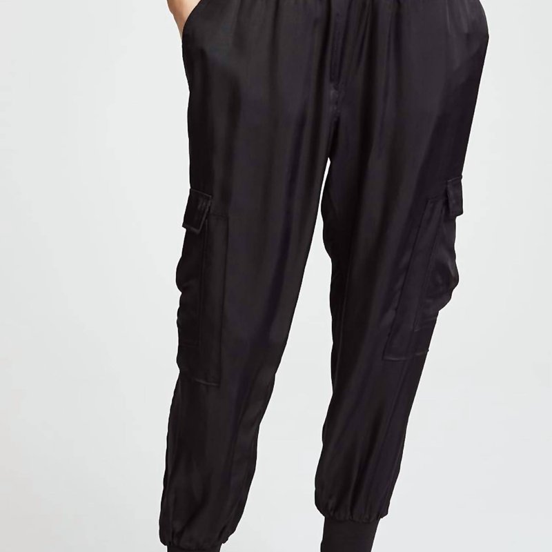 Shop Cinq À Sept Women's Giles Elastic Waistband Black Silk Cuffed Jogger Pants