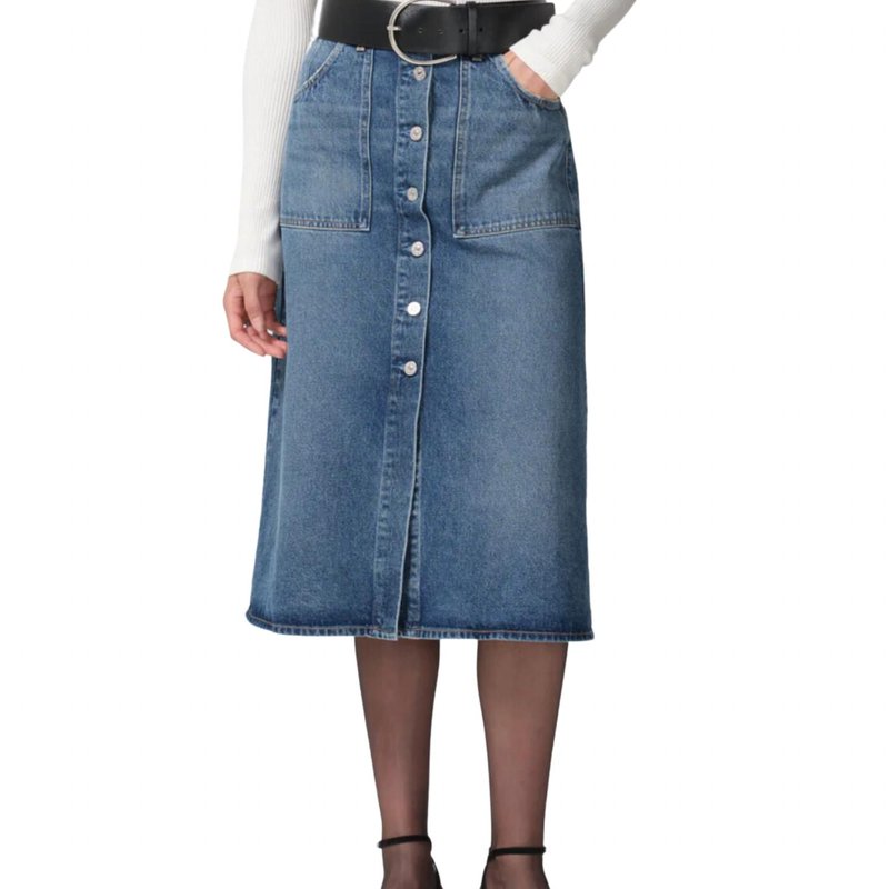 Shop Citizens Of Humanity Anouk Midi Skirt In First Class In Blue