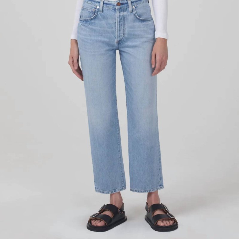 Shop Citizens Of Humanity Emery Crop Relaxed Straight Jean In Moonbeam In Blue