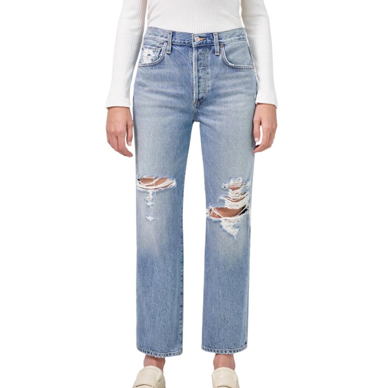 Shop Citizens Of Humanity Emery Crop Relaxed Straight Jean In Blue