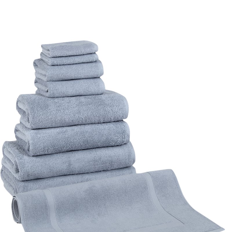 Classic Turkish Towels Arsenal 9 Pc Towel Set With Bathmat In Blue