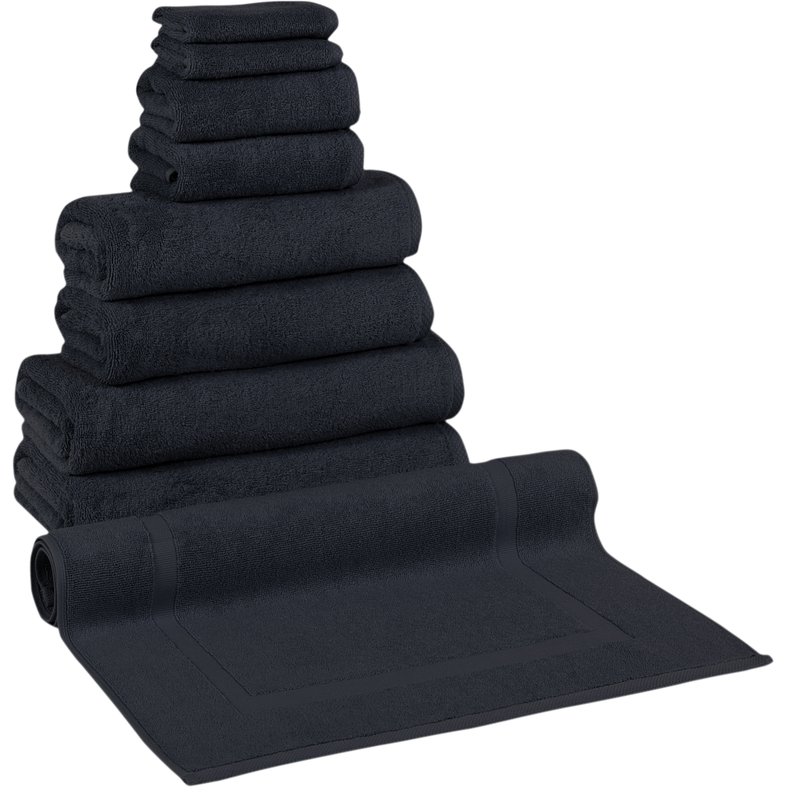 Shop Classic Turkish Towels Arsenal 9 Pc Towel Set With Bathmat In Black