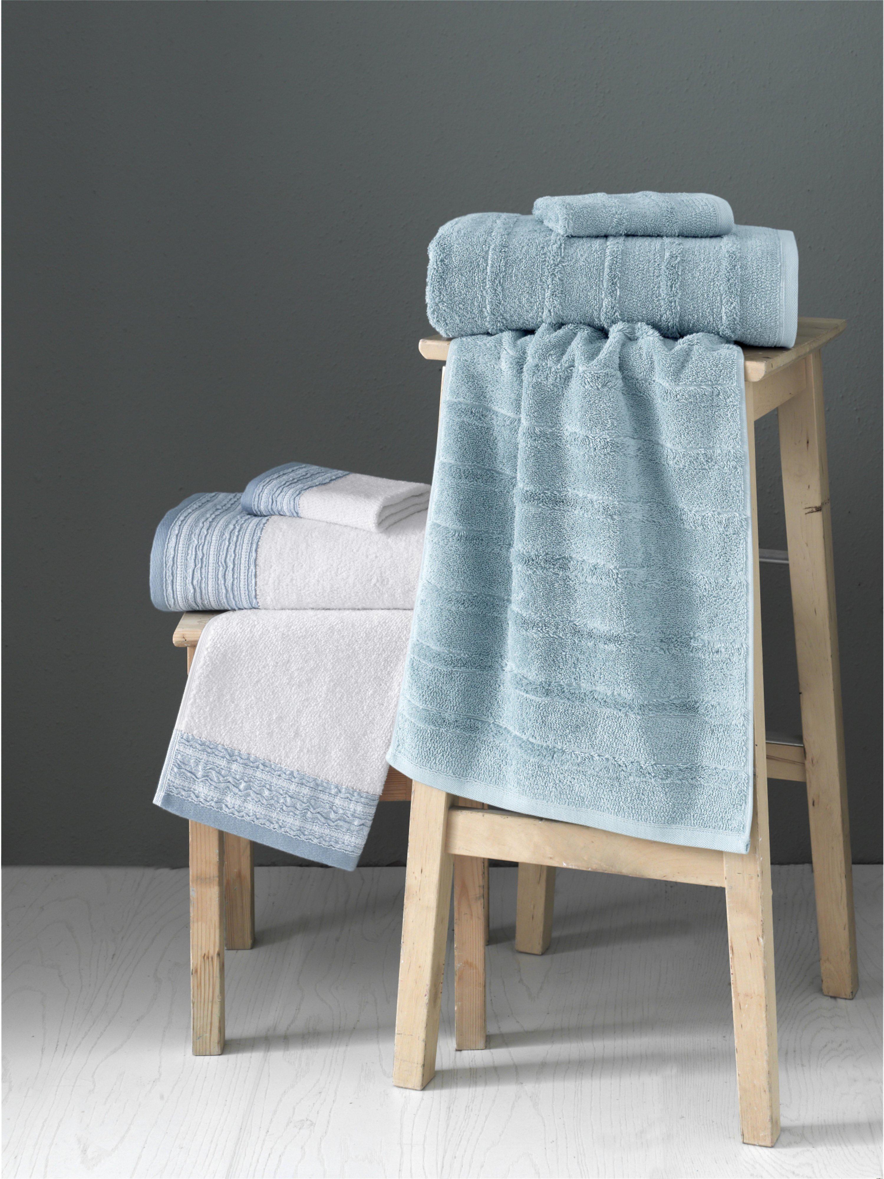 Classic Turkish Towels Genuine Cotton Soft Absorbent Carel And Garen 6 Piece  In Blue
