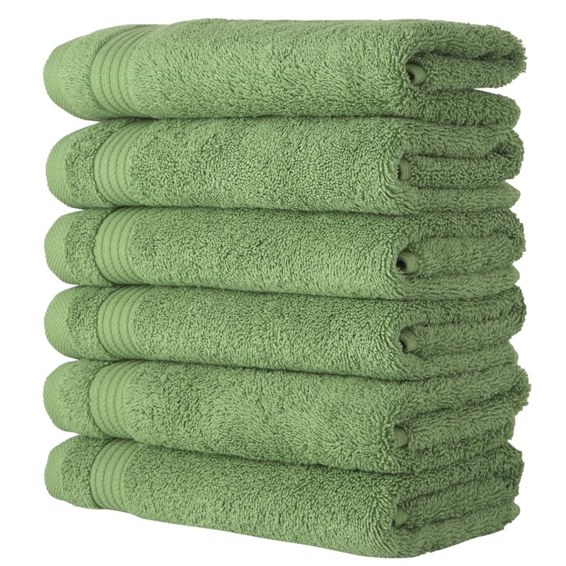 Classic Turkish Towels Genuine Cotton Soft Absorbent Amadeus Hand Towels 16x2 In Green