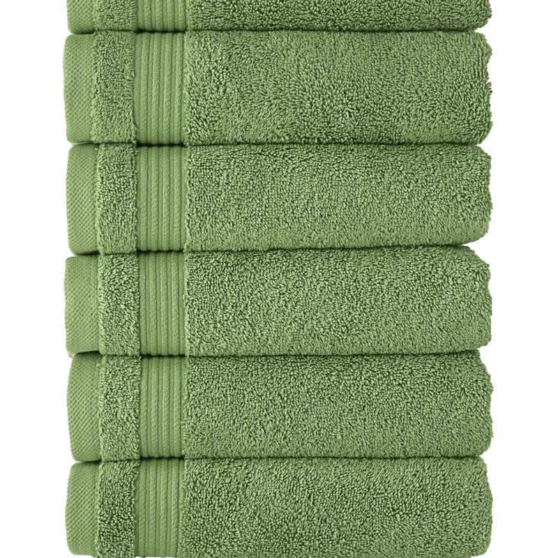 Shop Classic Turkish Towels Genuine Cotton Soft Absorbent Amadeus Hand Towels 16x27 6 Piece Set In Green