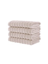 Classic Turkish Towels Genuine Cotton Soft Absorbent Brampton Hand Towels 4 Piece Set - Beige