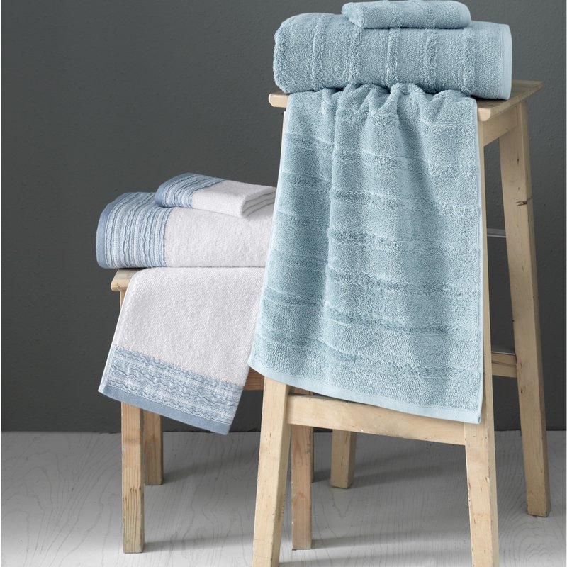Shop Classic Turkish Towels Genuine Cotton Soft Absorbent Carel And Garen 6 Piece Set With 2 Bath Towels, In Blue