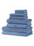 Classic Turkish Towels Genuine Cotton Soft Absorbent Hospitality Bath Towels 8 Piece Set - Blue