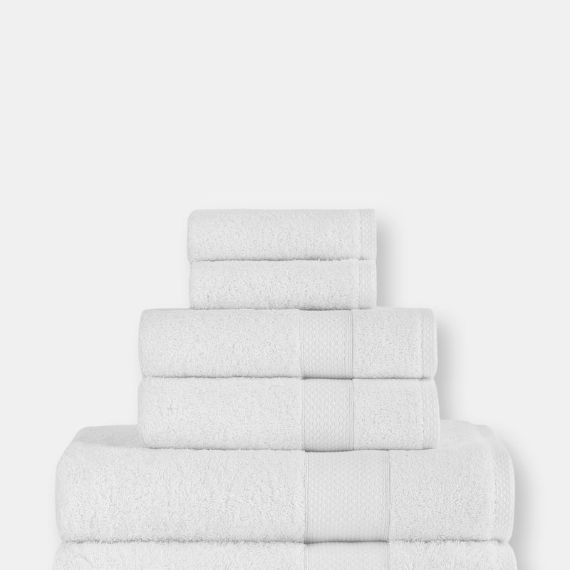 Shop Classic Turkish Towels Genuine Cotton Soft Absorbent Luxury Madison 6 Piece Set With 2 Bath Towels,  In White
