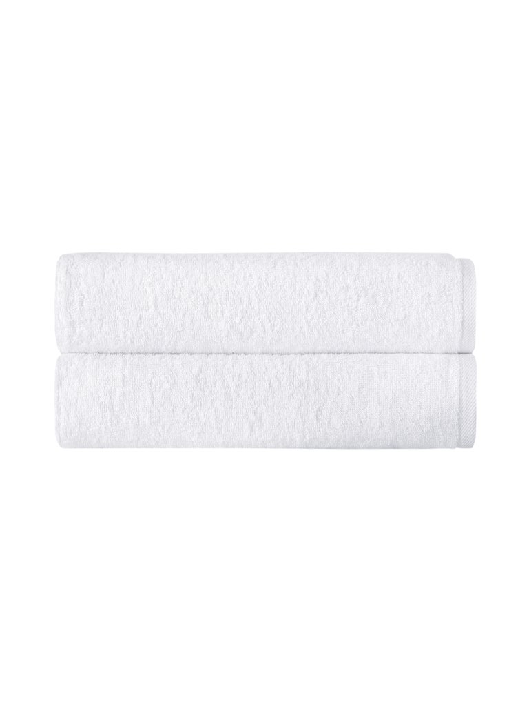 Classic Turkish Towels Genuine Cotton Soft Absorbent Soft Baby 2 Piece Towel Set - White