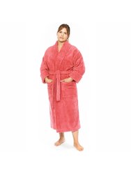 Classic Turkish Towels Shawl Collar 550 GSM Turkish Terry Cloth Robe - Rose Coral