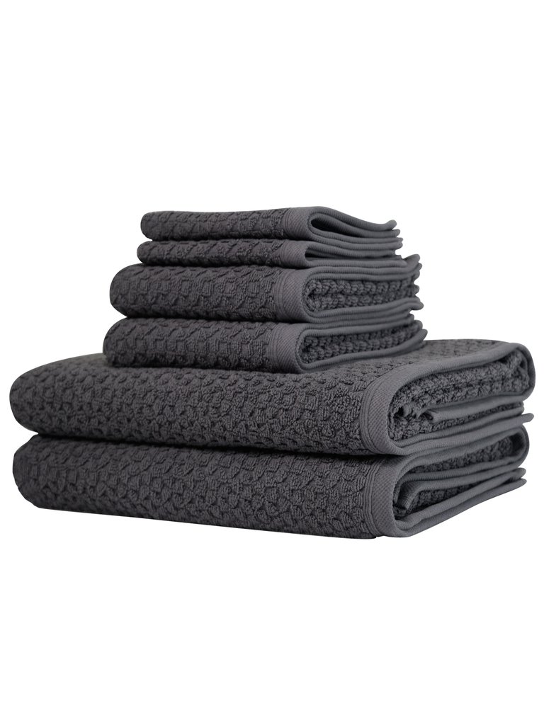 Hardwick Jacquard 6 Pc Towel Set - Grey