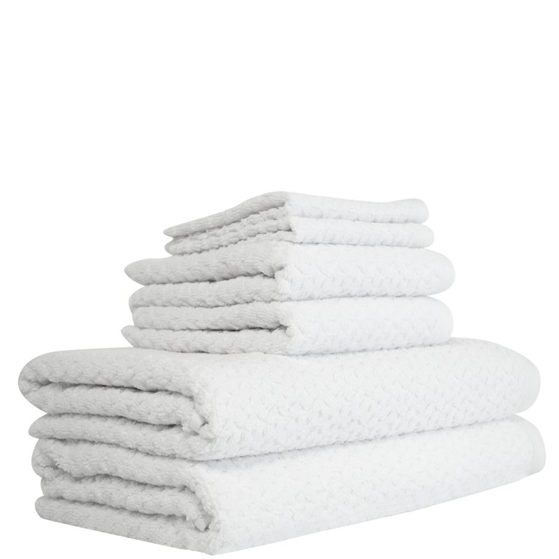 Classic Turkish Towels Hardwick Jacquard 6 Pc Towel Set In White