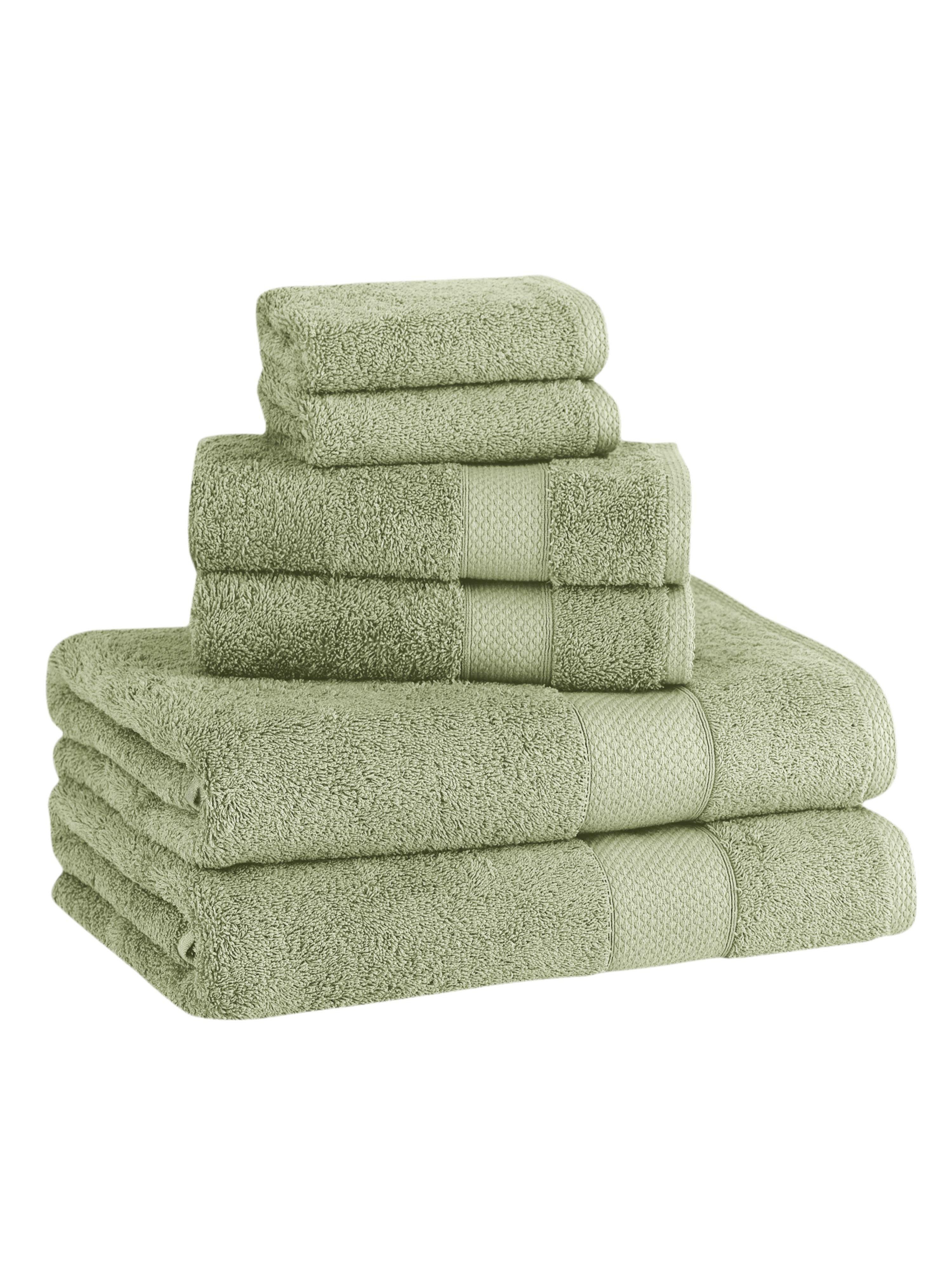 Classic Turkish Towels Luxury Madison Turkish Towels Set Of 6-piece Plush And Thick In Green