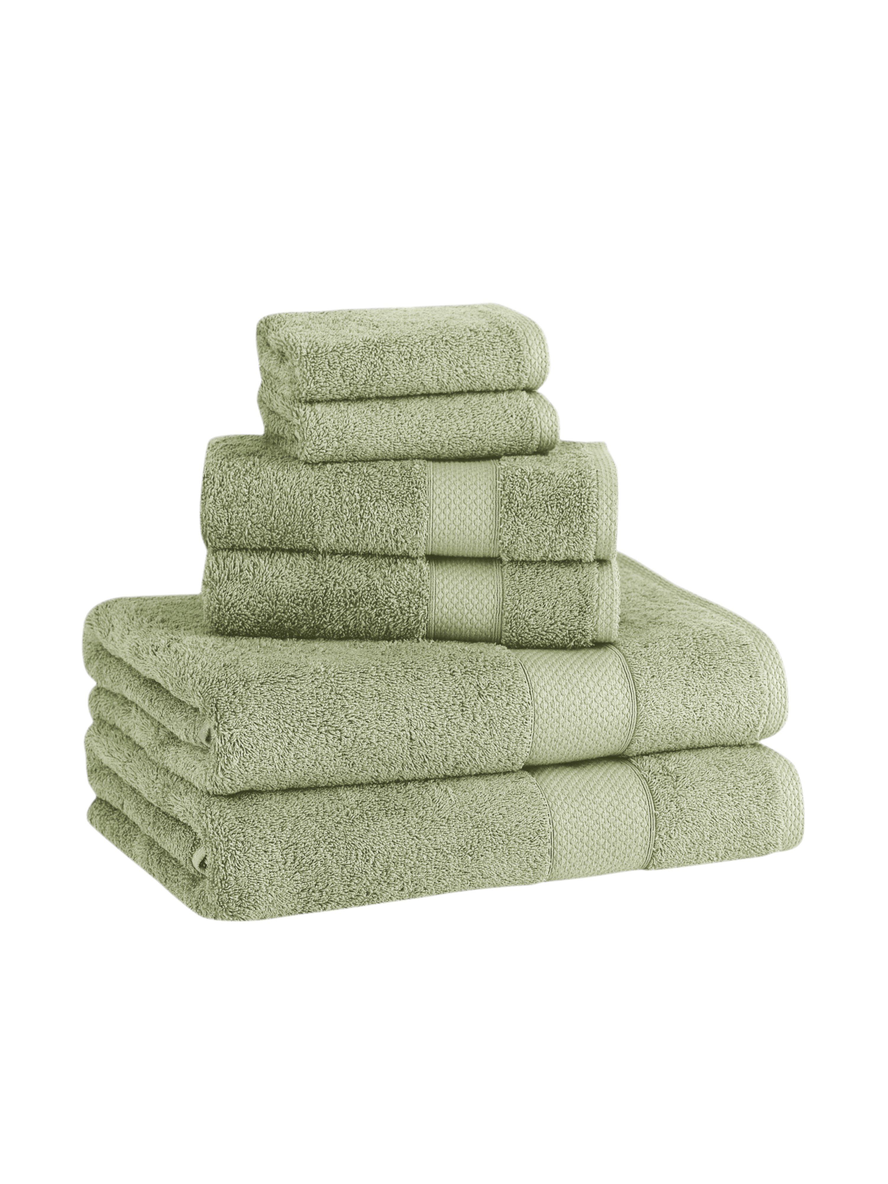 Classic Turkish Towels Genuine Cotton Soft Absorbent Luxury Madison 6 Piece S In Green
