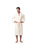 Nautical Sailor Waffle Embroidered Unisex Bathrobe With Pockets and Self-Tie Belt - White