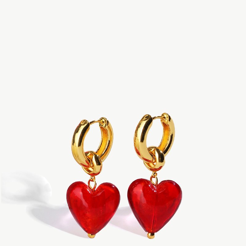 Shop Classicharms Esmée Red Glaze Heart Dangle Earrings