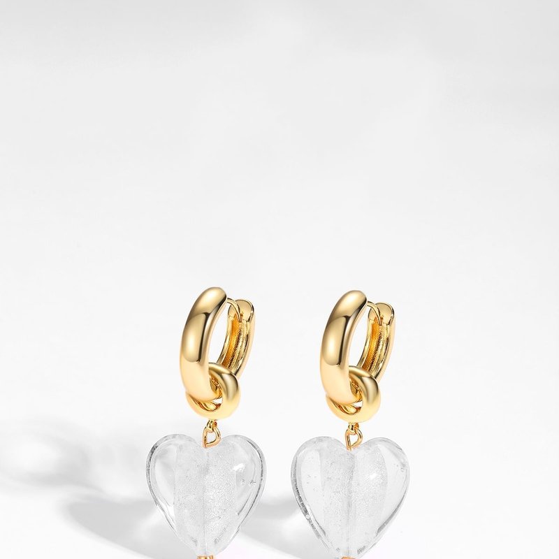 Shop Classicharms Esmée White Clear Glaze Heart Dangle Earrings