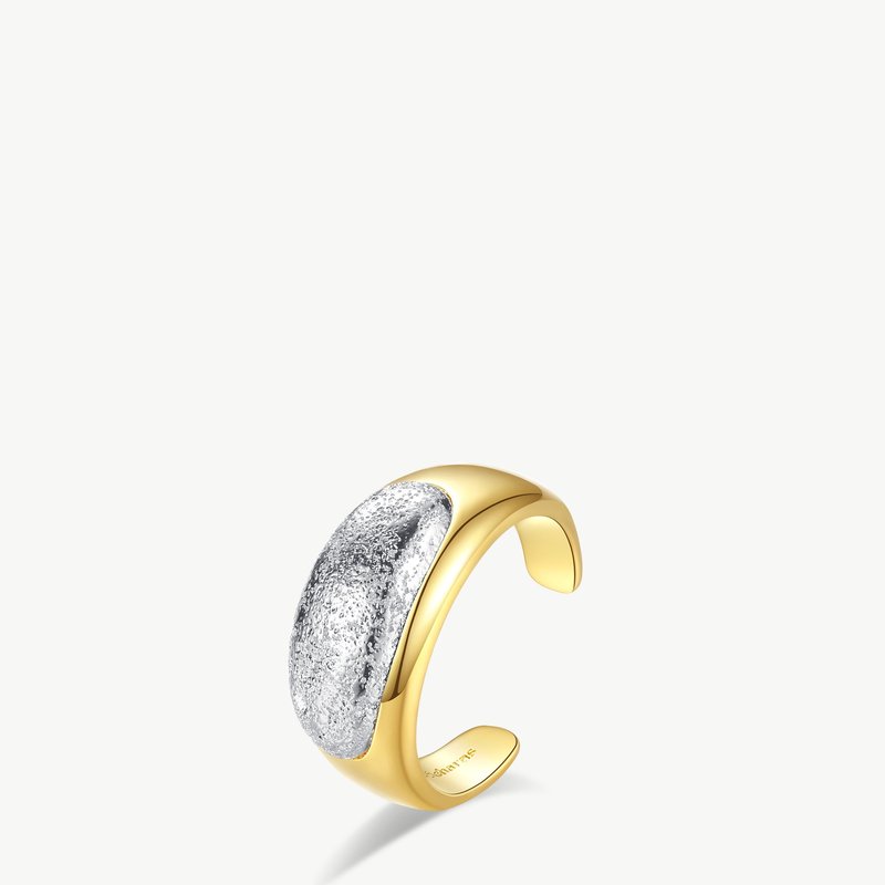 Shop Classicharms Frosted And Matted Texture Two Tone Ring In Yellow