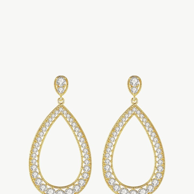 Shop Classicharms Gold Artisanal Pavé Hollow Teardrop Earrings