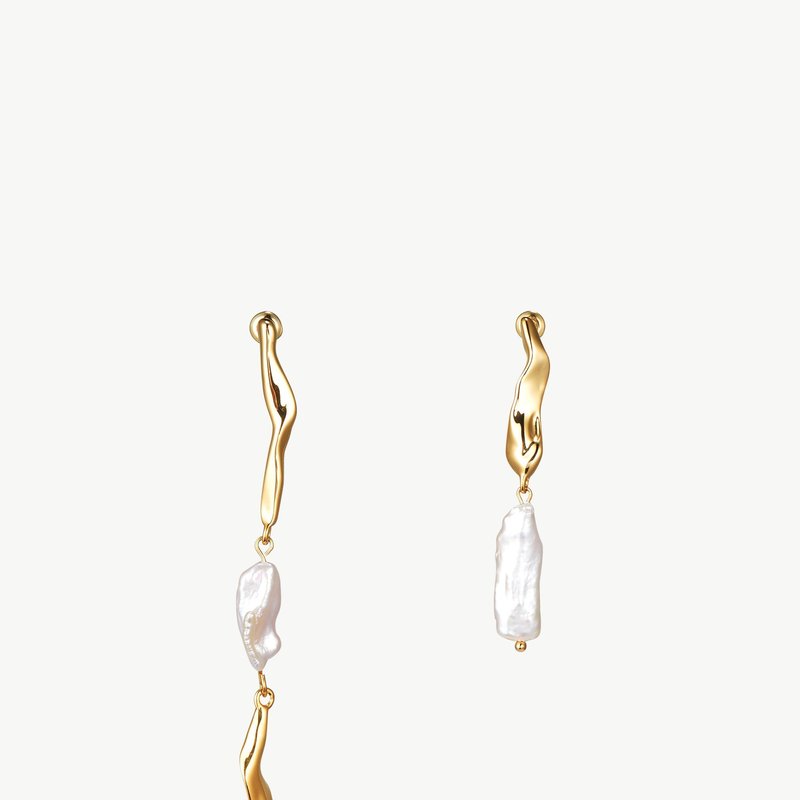 Shop Classicharms Gold Asymmetrical Molten Baroque Pearl Earrings