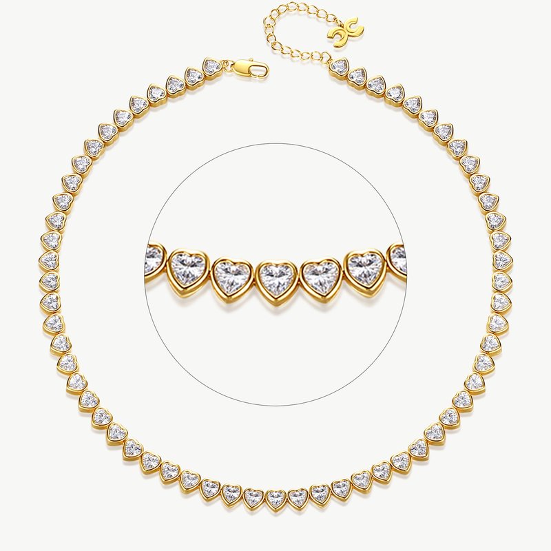 Shop Classicharms Gold Heart Shaped Zirconia Tennis Choker Necklace