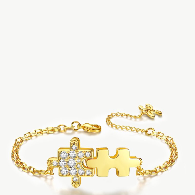 Shop Classicharms Gold Jigsaw Puzzle Zirconia Bracelet