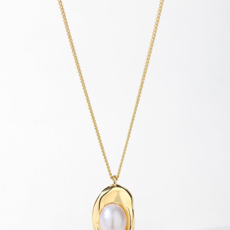 Shop Classicharms Gold Molten Pendant Pearl Necklace