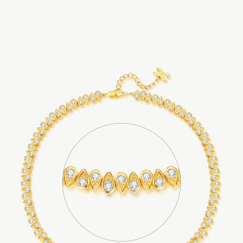 Classicharms Gold Tear Shaped Zirconia Tennis Choker Necklace