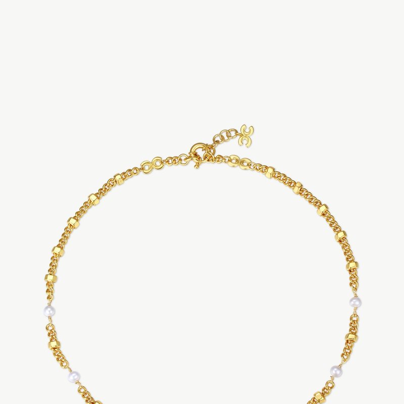 Shop Classicharms Hexagon Bead Necklace With Natural Pearls In Gold